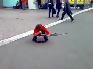 Drunk Russian young lady Peeing In Streets