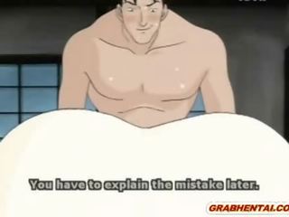 Bondage hentai mom gets fucked brutally by bandits while her schoolgirl watching it