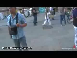 Huge tits enchantress paraded through the streets