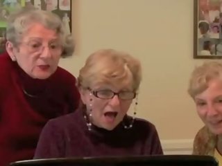 3 Grannies React To Big Black phallus adult clip video