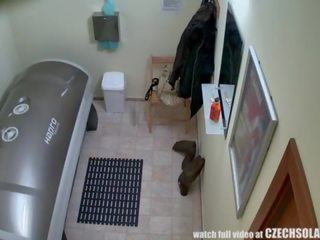 Cute Czech young female Masturbates in Public Solarium