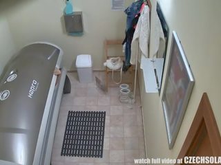 Handsome czech diva caught naked in solarium