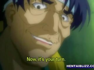 Hentai coed watching her young man gets assfucked by pervert guy