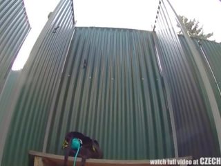 Chubby young woman Caught in Public Shower