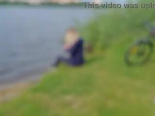 The exhibitionist man saw a lonely young female in nature and took out his dick in front of her and began to masturbate the dick in front unfamiliar beauty&comma; he risks scaring her&comma; but she likes to look at a big male dick and wants to see his cu
